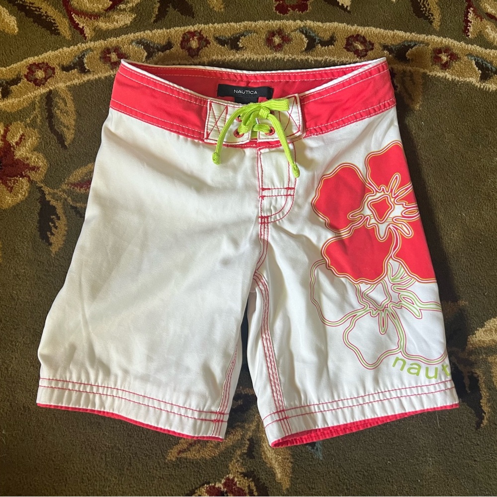 Nautica Red and White Mesh Lined Shorts